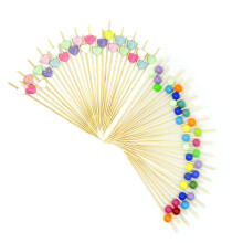 200 Cocktail Stick Fruit Sticks Bamboo Wooden Toothpicks, for Party Tapas Nibbles Sandwich Canapes Appetiser Fruit Skewer BBQ (Colored Pearl)