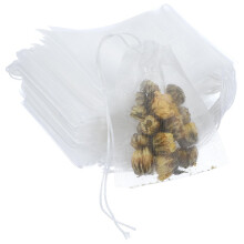 Ymapinc 100 Pcs Empty Tea Bags for Loose Leaf Tea, Disposable Spice Filter Bag, Mesh Small Drawstring Bags for Coffee Spice Cooking (White Nylon, 2.76