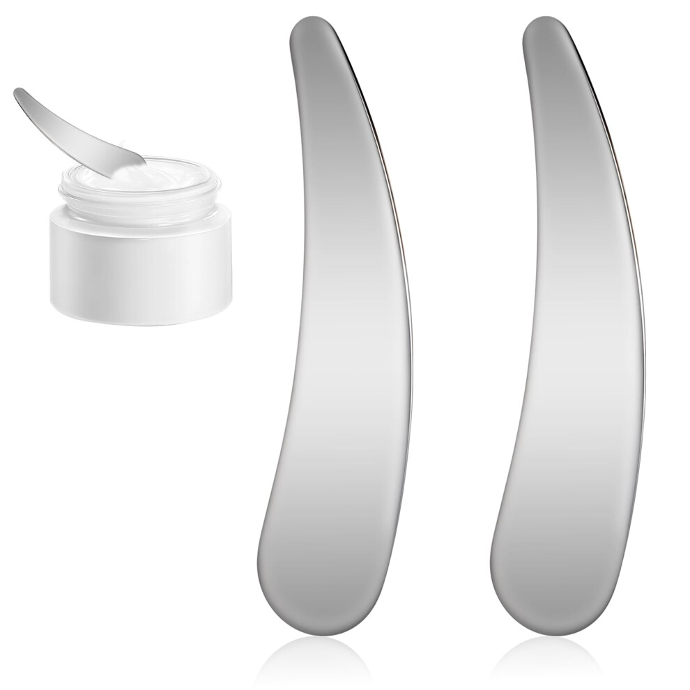 Yqqyg 2 Pcs Cosmetic Makeup Spatula, Metal Face Mask Applicator Skincare Tools, Mini Spatula For Face, Beauty Spatulas Spoon For Sampling And Mixing Makeup