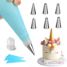 Yiouou Piping Bags and Nozzles Set 9 Pcs Cake Decorating Supplies Kit with 2 Silicone Icing Piping Cream Pastry Bag and 6 Piping nozzles,1Coupler for