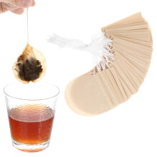 Ptwola 200 Pcs Loose Leaf Tea Filter Bags Empty Tea Bags Round Natural Disposable Unbleached Paper Infuser Sachets with Drawstring for Coffee Bath
