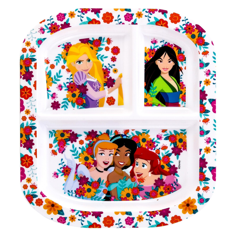 Disney Princess 3 Section Reusable Childrens Kids Toddlers Divided Breakfast Lunch Dinner Plate Zawadi Global