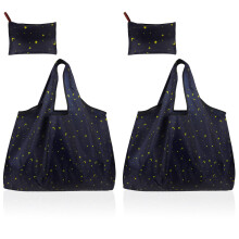 Niuoppy 2 Pcs Reusable Foldable Shopping Bags, Washable Tote Shopping Bags, Washable Grocery Bags for Household Outdoors Daily (Star)