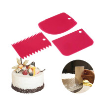 Cake Scraper Spatula Set ? 3-Piece Plastic Smoother & Decorating Comb by Koksi ? Pastry Dough Fondant Icing Tools