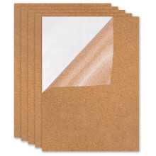 Self Adhesive Cork Sheet, 5Pcs Adhesive Cork Backing Sheets Board 1mm Thick for Coasters Wall Decoration DIY Crafts 21x30 cm