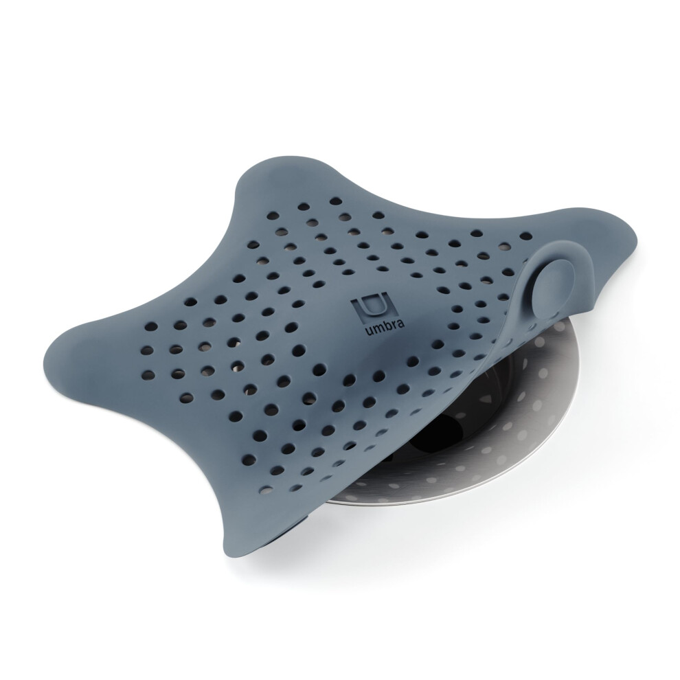 Umbra Starfish Hair Catcher, Fun Drain Cover Fits Most Standard Tub And Shower Drains, 6" Diameter, Slate Blue