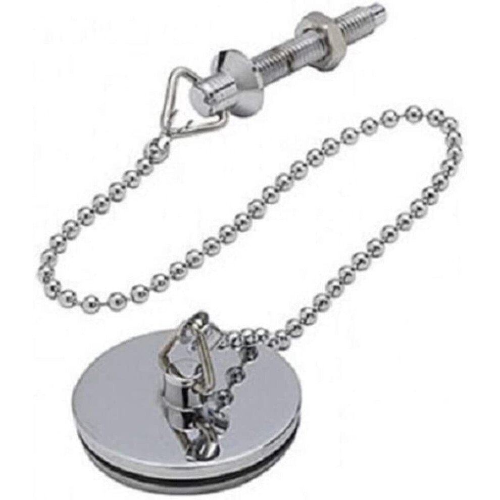 Merriway Bh03911 38Mm 1.1/2 Inch Chrome Plated Metal Basin Sink Plug Stopper With 300Mm 12-Inch Polished Chrome Ball Chain And Stay 5051225204457