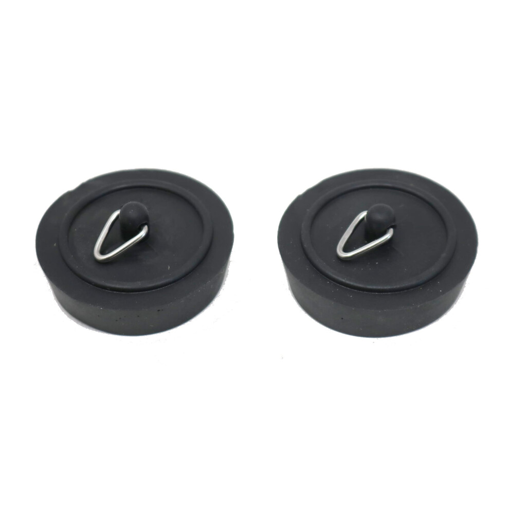 2 X Fixte Replacement Sink Plug Shower Bath Basin Rubber Black 38Mm 1 1/2" 5051225201548