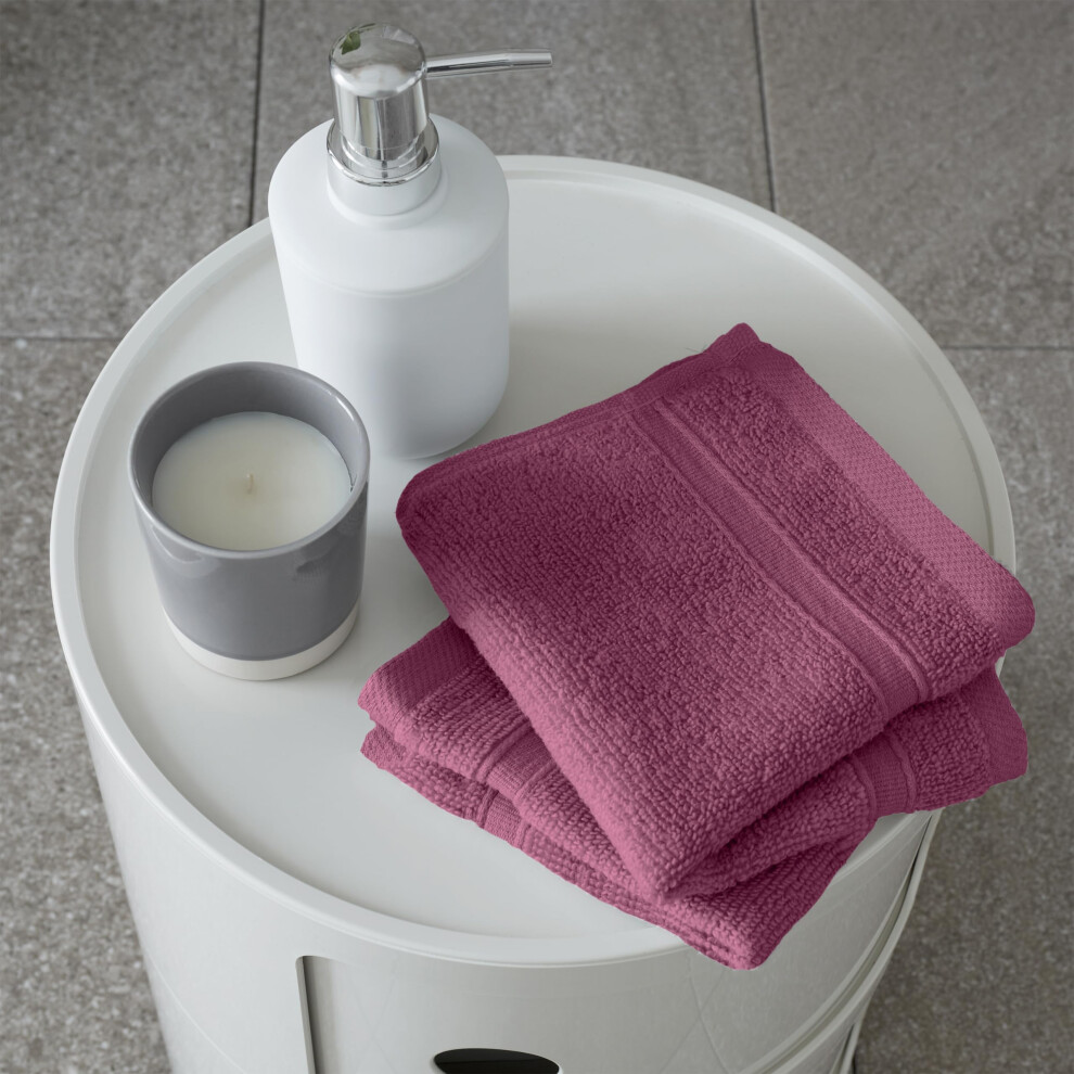 Catherine Lansfield Zero Twist Cotton 30X30cm Face Cloth Pair Raspberry