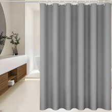 Shower Curtain for Bathroom, 100% Polyester Waterproof Mould Proof Resistant Fabric, 180 x 180cm PEVA Bathroom Curtains with Grommets & 12 Pcs Hooks,