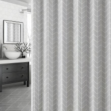 TGYIMENG Grey Shower Curtain with Hooks, Water and Mould Resistant Fabric, Machine Washable Bathroom Curtain, 180 x 180 cm (71 x 71 Inch)