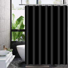 Shower Curtain, Solid Colour Fabric Shower Washable Curtain Mould Resistant and Water Repellent, Shower Curtain for Bathroom (Black,180 * 180)