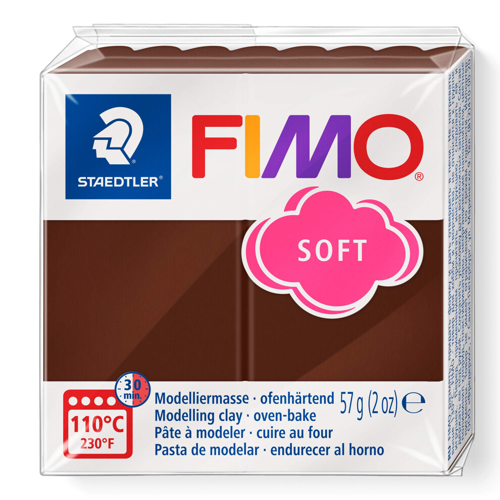 Staedtler 8020-75 Fimo Soft Oven-Hardening Polymer Modelling Clay - Chocolate (1 X 57G Block)