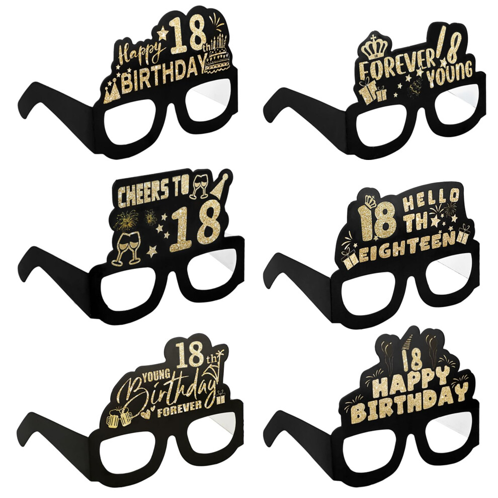 Grevosea 6 Pieces Birthday Party Paper Eyeglasses Decoration, 18St Birthday Sunglasses Happy Birthday Photo Booth Props Supplies For Her Birthday 5051225207441