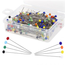 250Pcs Sewing Pins - Glass Head Dressmaking Tools, 38 mm Long Thick Quilting Pins, Glass Ball Dress Making Needles with Storage Box for Dressmaking,