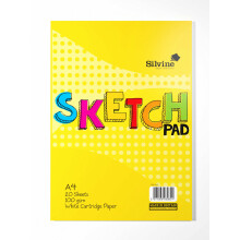 Silvine A4 Portrait Sketch Pad - 20 Sheets of 100gsm Smooth White Cartridge Paper (297 x 210mm), 404