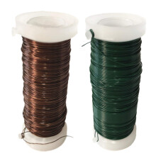 Aisszhao 2 Rolls 0.35mm Green & Brown Florists Wire for Floristry & Flower Arranging, DIY Crafts, Binding, Paddle Wire