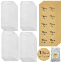 Leikedun Wedding Confetti Kit - 50pcs Glassine Bags 70x125mm With 100 PCS Kraft Brown Stickers - Biodegradable Favor Envelopes (B)