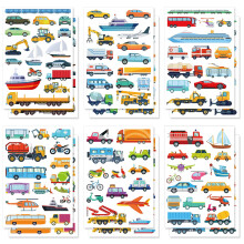 12 Sheet/186pcs Cars & Trucks Theme Stickers, Engineering Vehicle Stickers Kids Transportation Tractor & Construction Truck Decor for Toddler Boys &