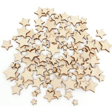 CCINEE 100 Pieces Mixed Natural Wooden Stars Wooden Crafts for Christmas Tree Hanging Decoration