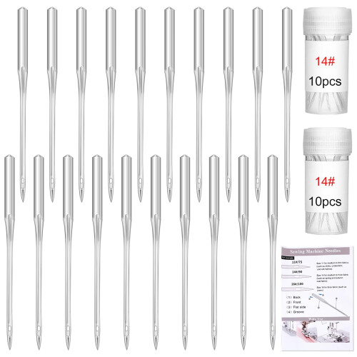 20 Pcs Sewing Machine Needles, 90/14 Universal Machine Needles with Instruction, Sharp Sewing Machine Needles for Home Sewing Machine