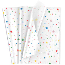 White and Colorful Star Tissue Paper Gift Wrapping,Topeedy 50 Sheets 35 * 50cm Colorful Star Tissue Paper for Packing Xmas Present Weeding Birthday