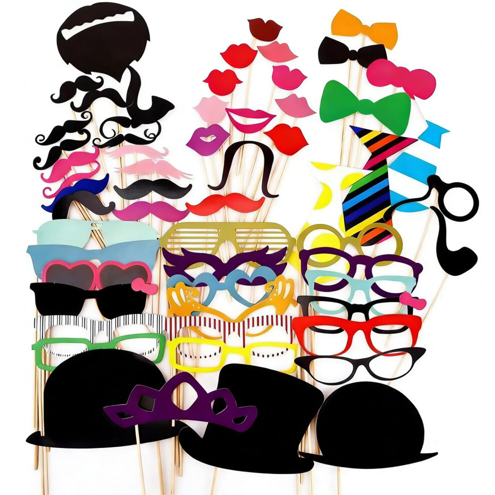 Vikrami Lighting 58 Pieces Funny Photo Booth Props Birthday Photo Booth Props Moustache Glasses Hats Lipstick Funny Selfie Props Paper Photobooth For 5051225217068