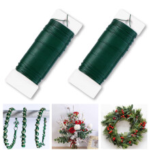 XIMISHOP 2 Rolls Christmas Wreaths Wires?70m Christmas Craft Wire Green Florist Wire for Xmas Wreath Making Flower Arrangements Wedding Bouquets Craft