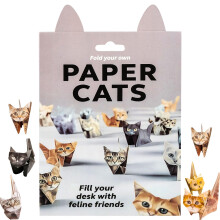 Paper Cats Origami Kit, 50 Sheets DIY Fold Your Own Paper Cat Figures, Creative 3D Cat Craft Activity for Adults & Kids, Unique Cat Lover Gift & Desk