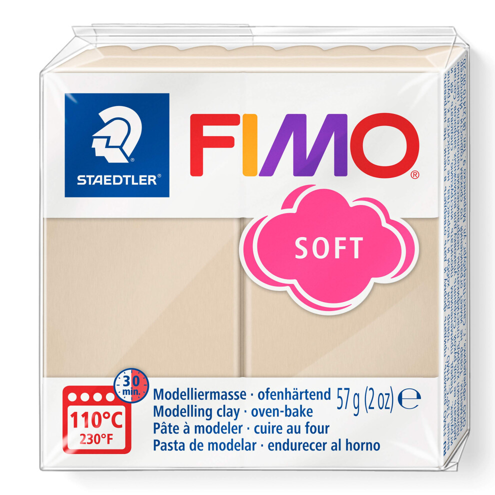 Staedtler 8020-70 Fimo Soft Oven-Hardening Polymer Modelling Clay - Sahara (1 X 57G Block)