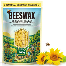 Beeswax Pellets for Candle Making - Organic Beeswax for Candles, DIY Projects, and Skin Care Supplies - 200g Yellow Beeswax