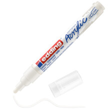 edding 5100 acrylic marker medium - white - 1 waterproof acrylic paint marker - round nib 2-3mm - acrylic paint pen for drawing on canvas, art paper