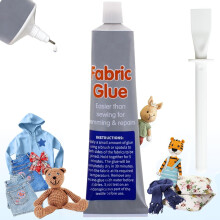 Fabric Glue With Spreader Extra Strong Quick Dry Machine Washable Cleanable Textile Clothing Hemming NO SEW Adhesive, For DIY Craft Projects Permanent