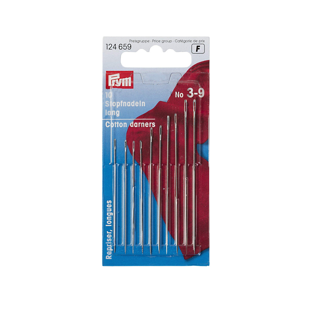 Prym - Long Assorted Steel (No.3-9) Darning Needles - 10 Pieces Silver