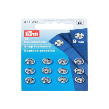 Prym PRYM_341244-1 Sew-On Snap Fasteners Brass Silver col 9 mm