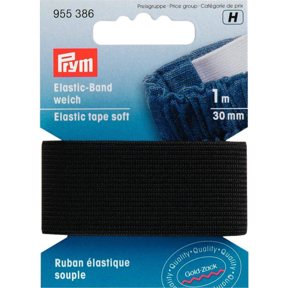Prym - Soft (30Mm, 1M) Elastic Tape - 1 Unit Black