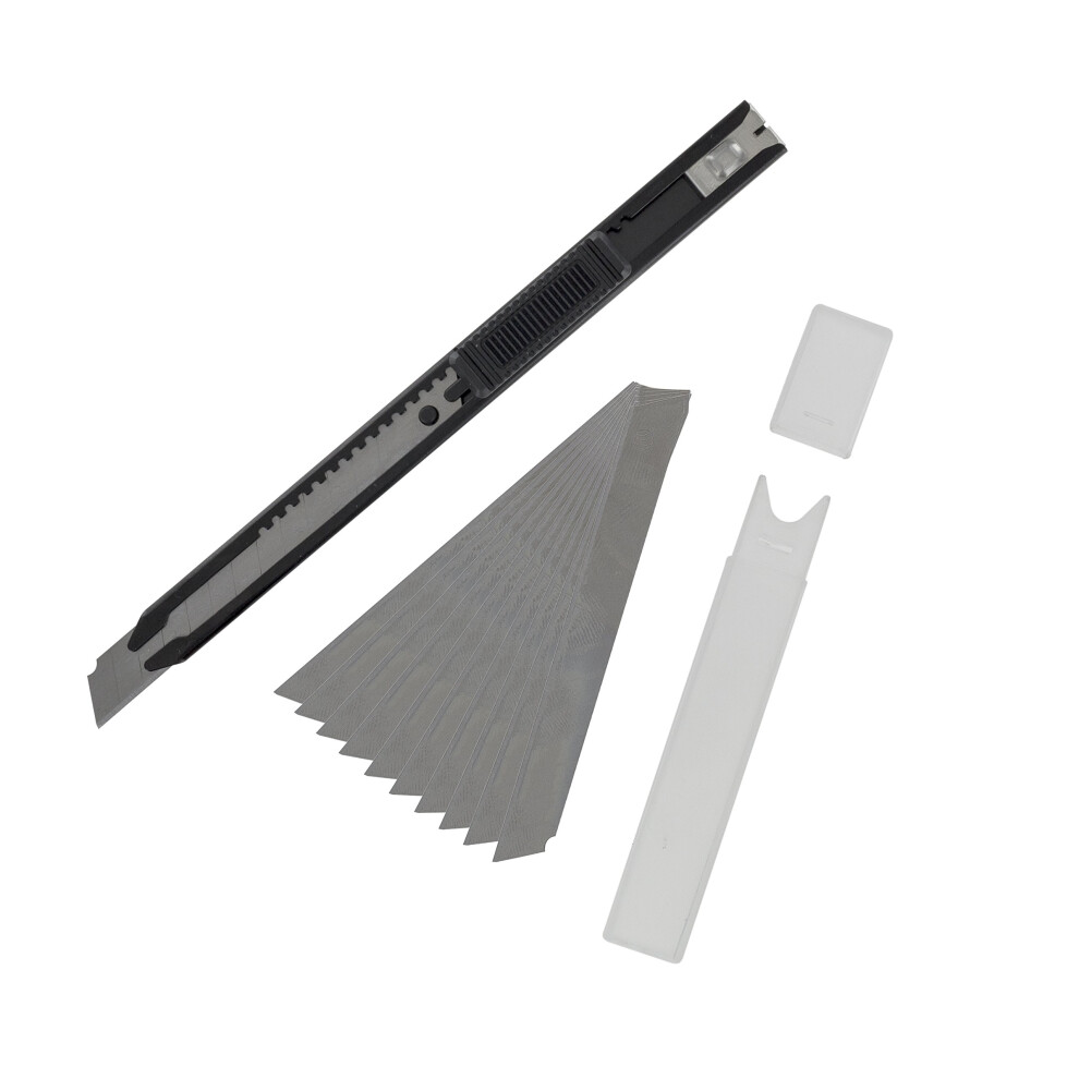 Modelcraft Slim Snap Off Knife & 10 Blades (9Mm), Silver