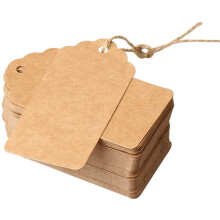 Brown Price Tag with String | Kraft Luggage Tags | Craft Labels | Paper Gift Tags Labels | DENSCO 100 Pcs 9 X 4 Cm with Jute String DIY for Wedding