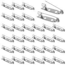 50pcs Silver Bar Pins,Brooch Pins,Locking Pin Backs BarPins with Holes Brooch Pin Clasp,Secure backclasp with Back Bar Fastener for Jewelry Making DIY