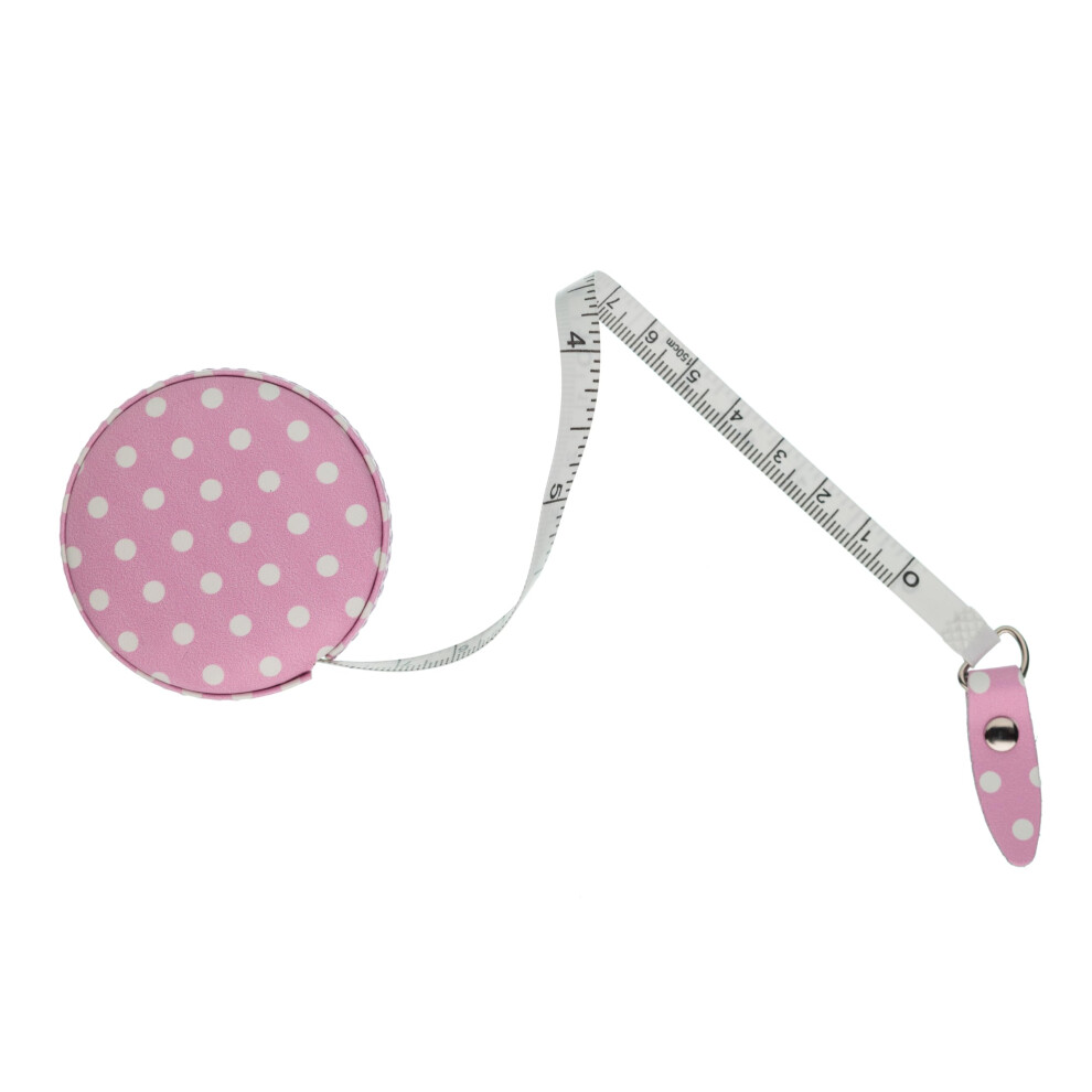 The Quilted Bear Polka Dot Retractable Tape Measure With Double Sided Metric & Imperial Measuring Tape For Sewing, Tailors Or As A Body Measuring Tape 5051225236571