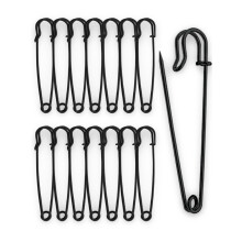 15Pcs Large Safety Pins,75mm/3" Strong Heavy Duty Extra Large Black Safety Pin for Clothes,Giant Safetypin for Fixed Blankets,Shawl Big Kilt Pins for