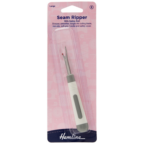 Hemline Hangsell Seam Ripper, Soft Touch Grip, Large, White