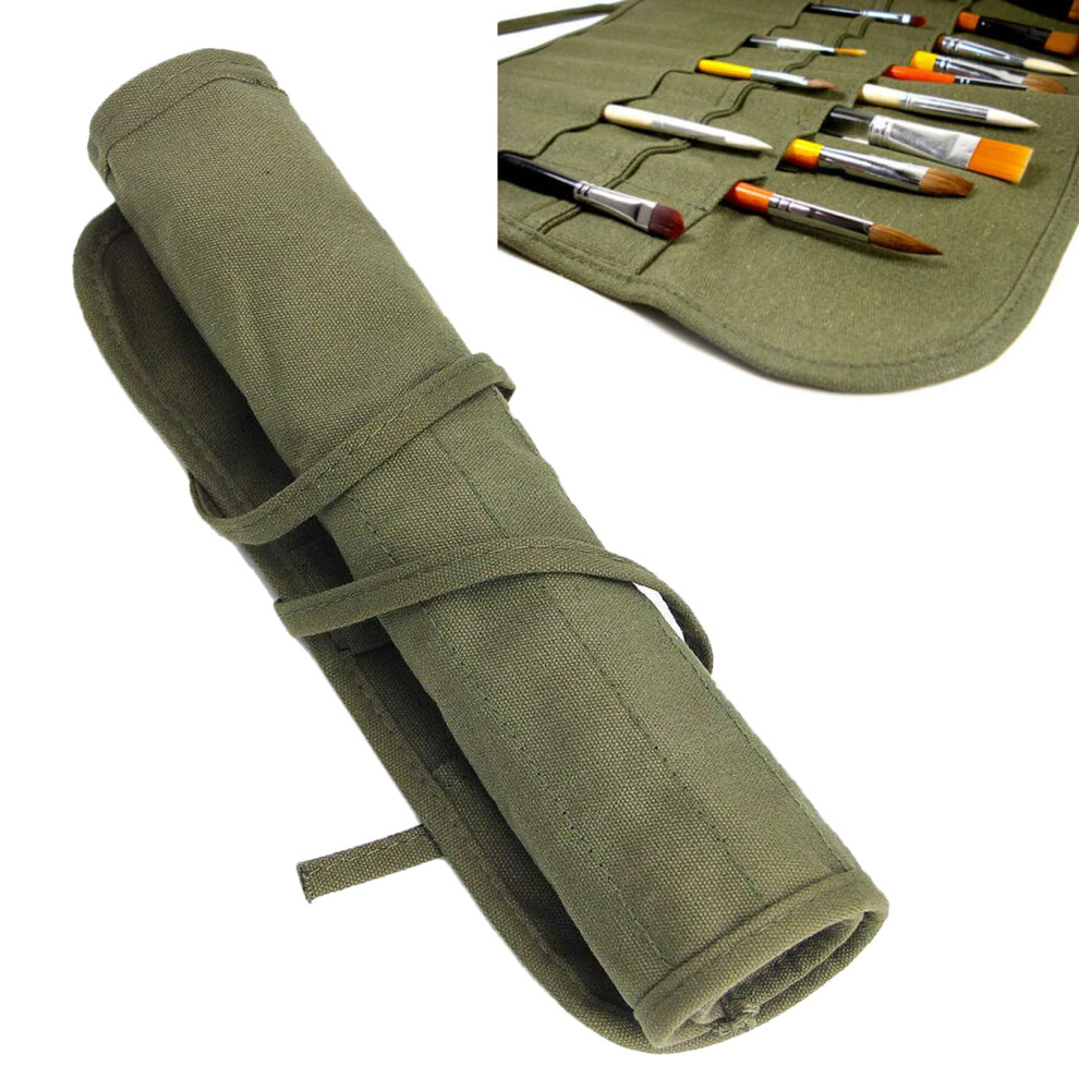 1Pcs Artist Paint Brush Holder,22 Slots Canvas Brushs Roll-Up Bag Pockets Artist Paintbrush Roll Up Bag Holder,Artist Paint Brush Holder Organizers 5051225239367