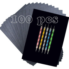 Hongmeru 100 Sheets Black Carbon Paper for Tracing, A4 Carbon Transfer Paper, Carbon Paper Sheets with 5 Pcs Embossing Styluses, Carbon Copy Paper for