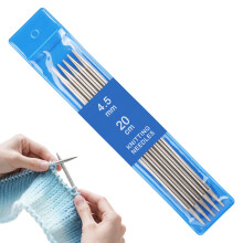 Reessy 4.5 mm Knitting Needles, 20 cm Double Pointed Knitting Needle Set, Stainless Steel Short Double Ended Knitting Needles Set, Metal DPN Sock