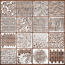 16 Pcs Stencils for Painting Reusable 6 X 6 Inch Texture Mixed Template Paint Art Crafts Stencils Geometric Patterns Brick Wall Stencil Spirals Cubist