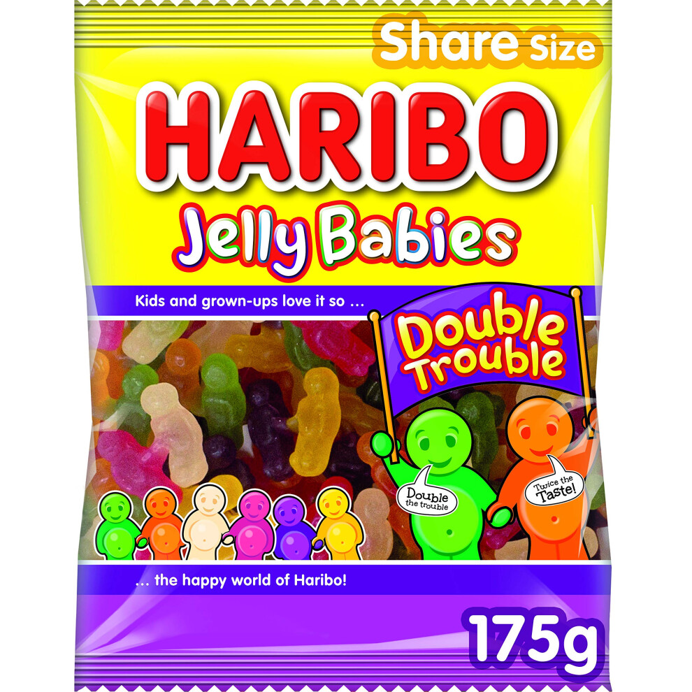 Haribo Jelly Babies Double Trouble Sweets Bag, 175G