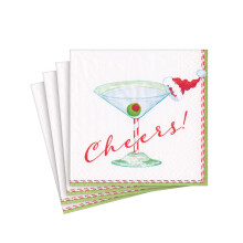 Caspari Christmas Cocktail Party Cheers! Paper Cocktail Napkins, 20 Per Package