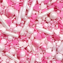 Bright hot pink and white neon sprinkles Vegan Vegetarian Halal edible pearls rods cupcake cake toppers biscuits pearls decoration 100s 1000s bright