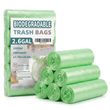 Barpre Biodegradable Bin Bags 10L (100 Count) - Extra Thick Compostable Bin Liners for Food Waste, Strong Corn Starch Rubbish Bags Small, Leak Proof